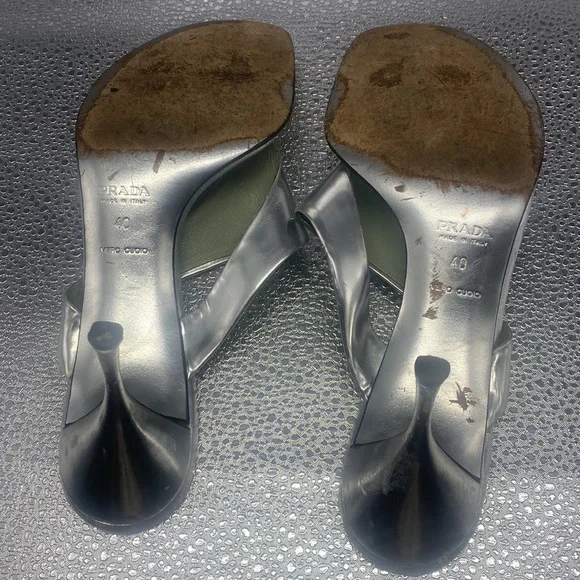 Metallic/silver Y2K Prada Heels - Picture 4 of 4